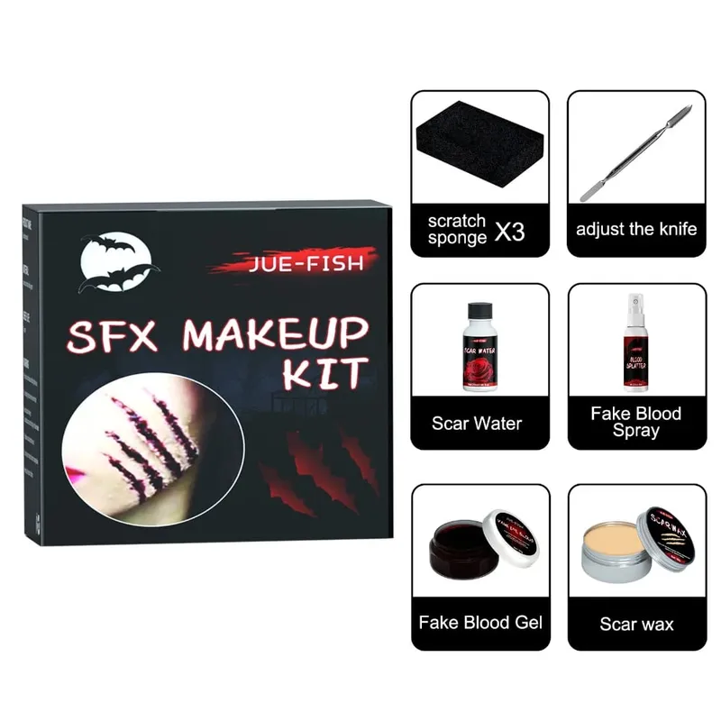 Halloween Face Painting Set Makeup Bag Special Effects Halloween Horror Cosplay Skin Wax Plasma Scar Painting Makeup Tools — image 4