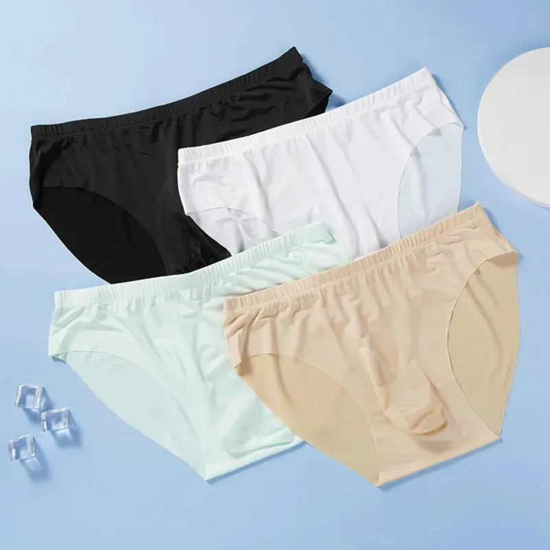 Men's Ice Silk Seamless Briefs Summer New Ultra-thin Panty Transparent Sexy Quick-drying Trendy Breathable Underwear Panties — image 4