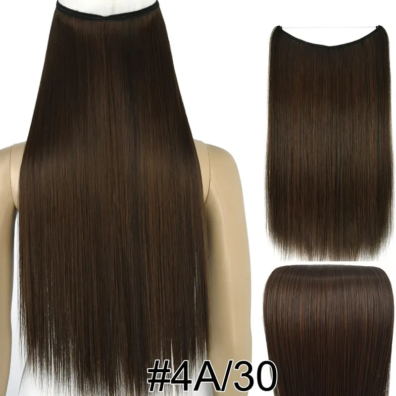 Synthetic Heat Resistant Hair Silky Straight Elasticity Invisible Wire Hair Extensions 8006 — image 11