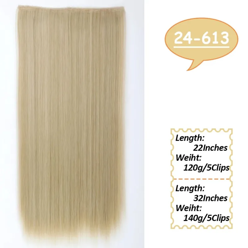 Synthetic Long Wavy Hairstyles Synthetic 5 Clip In Hair Extension 22Inch/32Inch Heat Resistant Hairpieces Brown Black — image 15