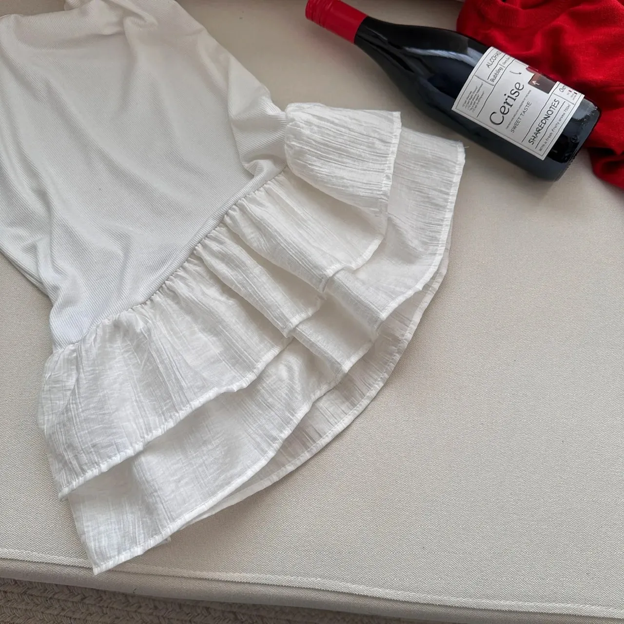 White Camisole Top for Women with Ruffle Double-layer Skirt Women Sleeveless Tank Top Splicing Slimming Strapless Base Vest Tee — image 6
