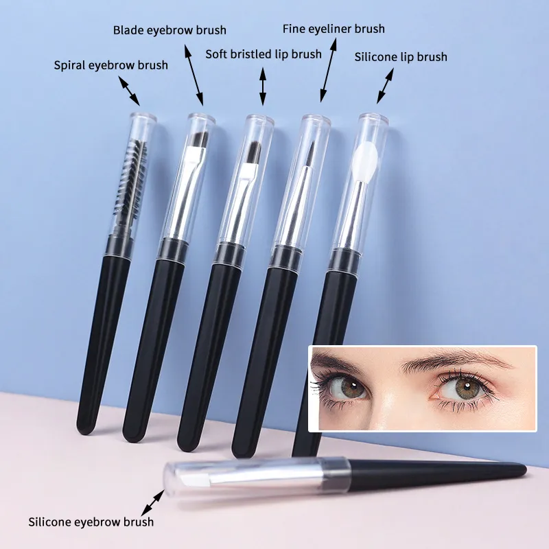 ★▲1PC przenośne pędzle do makijażu cieni do powiek rozmiar podróżny pędzle do makijażu brwi silikonowe Glit niezbędne narzędzia kosmetyczne z pokrywką — image 2