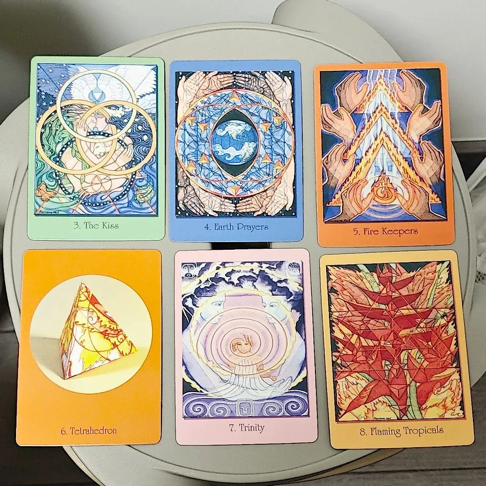 Karty posvátné geometrie pro vizionářskou cestu 10,4*7,3 cm – 64 ks karet Oracle integrující matematickou vědu a spiritualitu — image 3