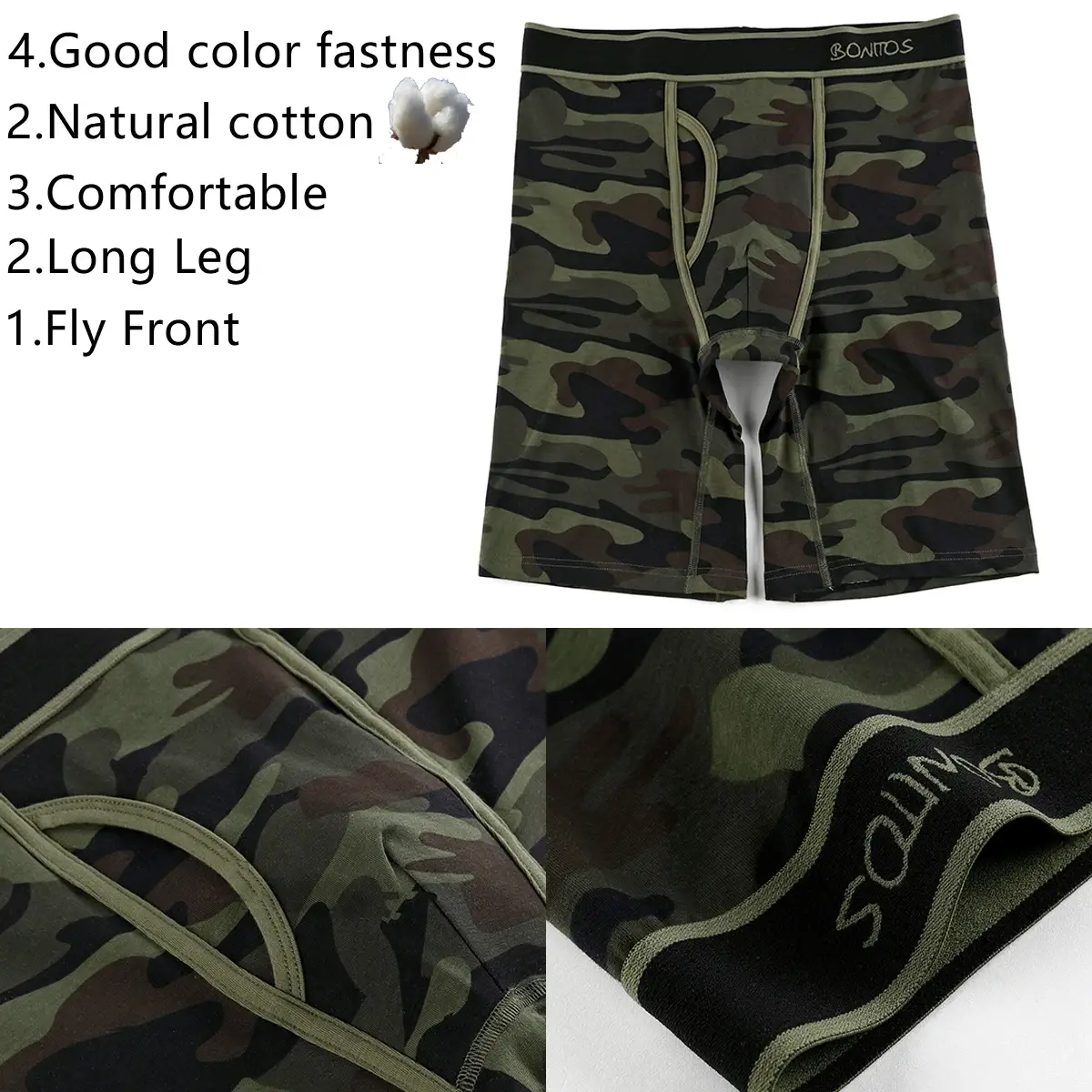 2pcs Pack ขายาวกางเกงขาสั้นผู้ชายกางเกงชุดกางเกง Homme Boxershorts ลื่นชุดชั้นในสำหรับชายผ้าฝ้ายชายเซ็กซี่ชุดกล่อง GYM — image 1