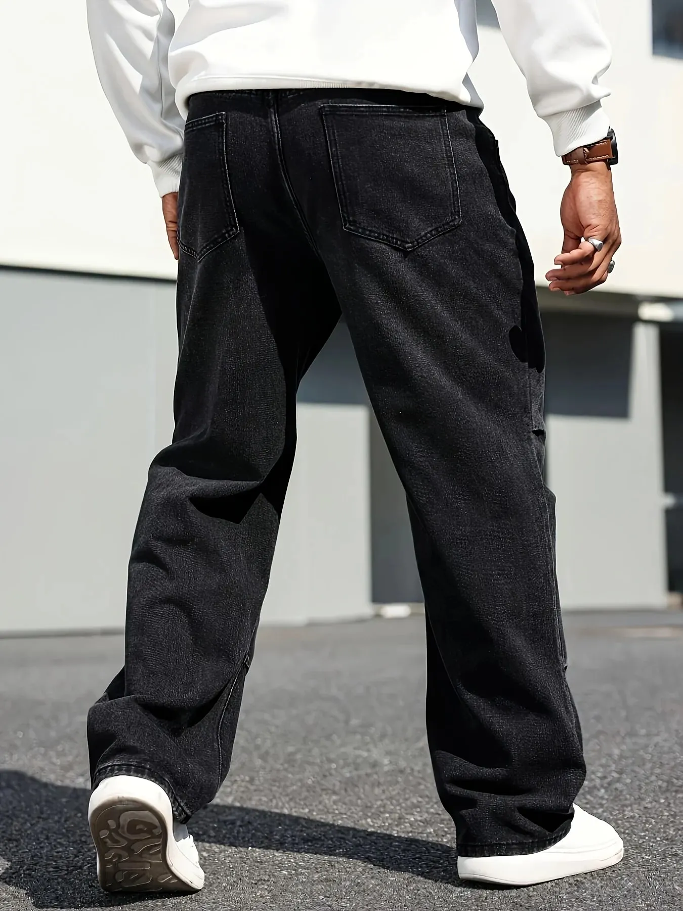 Men's Classic Straight-Leg Jeans - Cotton Blend Dark Blue Denim Non-Stretch All-Season Wear Comfort Fit with Slant Pockets — image 2