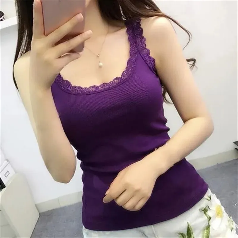 Camisole Lingere Tank Top Lace Strap White Black Sleep Vest Bralette Crop Top Sexy Camis Slim Corset Undershirt Tanks — image 1