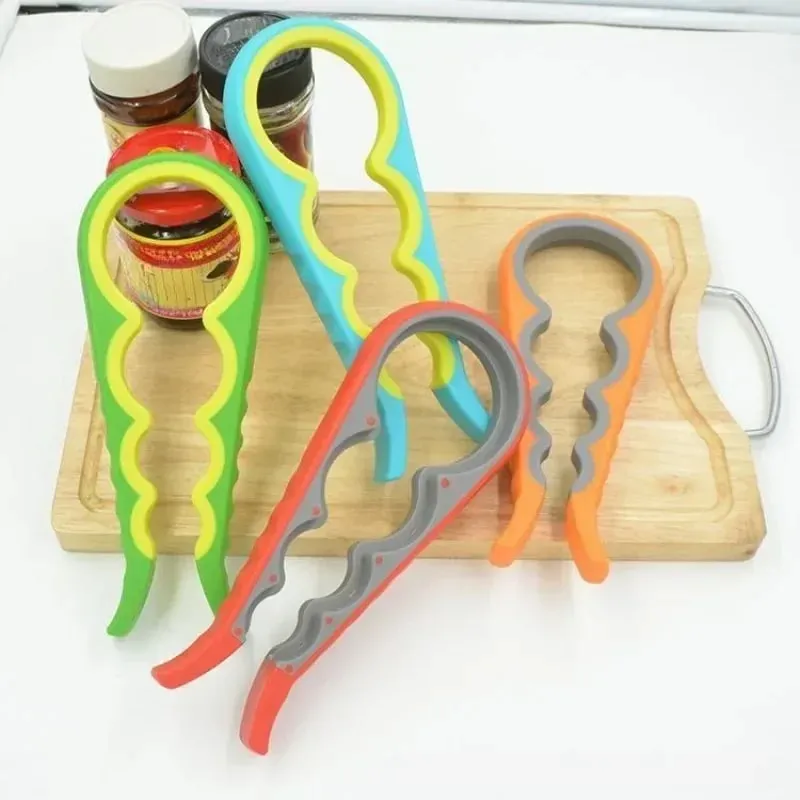 4 in 1 Multi-Function Non Slip Colorful Can Opener Tool Get Lids Off Easily Jar Opener Bottle Opener Jar Gripper for Weak Hands