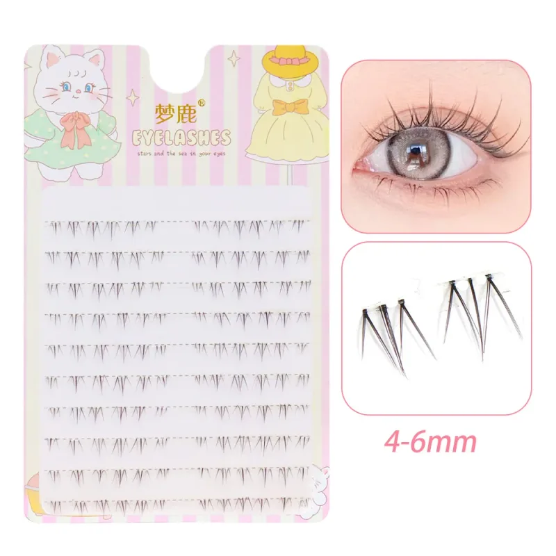 Menglu 4-7mm Brown Under Lashes Little Flame Lower Eyelashes W-41 Natural Short Style Imitation Hand Painting Fake Eye Lashes — image 17