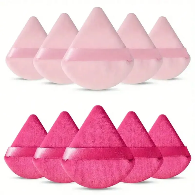 10 Pcs 삼각형 벨벳 파우더 퍼프 피자 가루 미니 페이스 메이크업 스폰지 화장품 빨 수있는 경량 메이크업 도구 — image 10