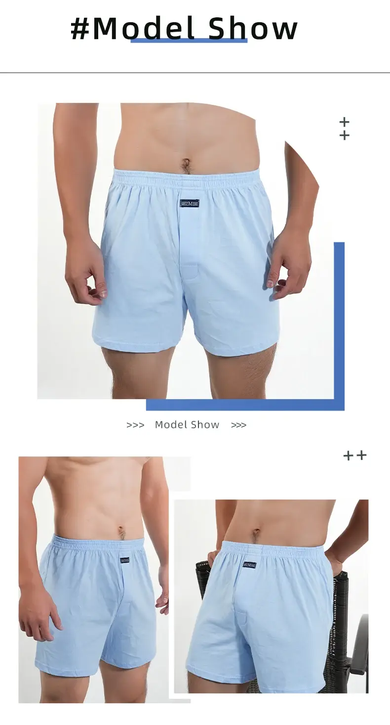 1PC Big Underpants Solid Pajama Bottoms At Home Plus Size Boxers Brief For Men High Waist Allo Pants Cotton Slacks Sleep Bottoms
