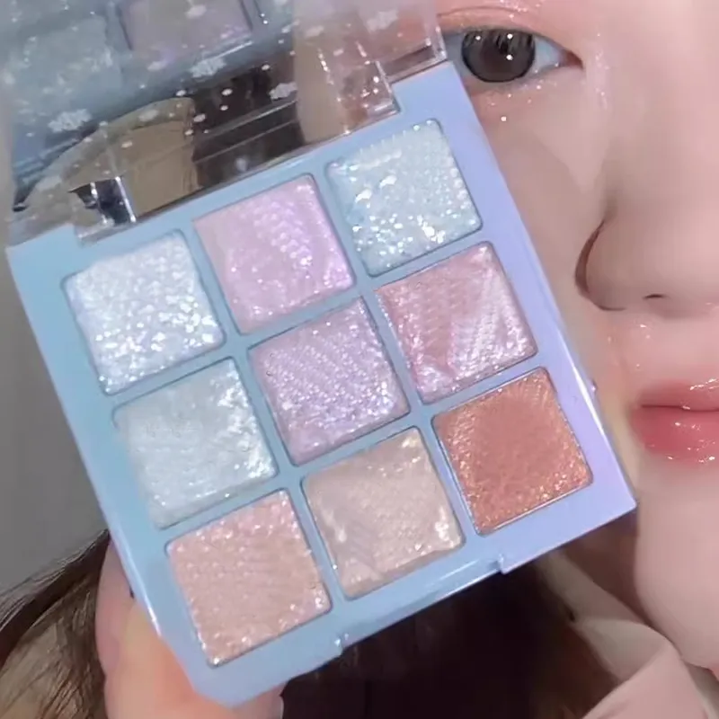 9 Colors Glitter Snowflake Eyeshadow Palette Dream Girl Pearly Eye Shadow Matte Matte Highlights Cool Tone Charming Eyes Makeup — image 6