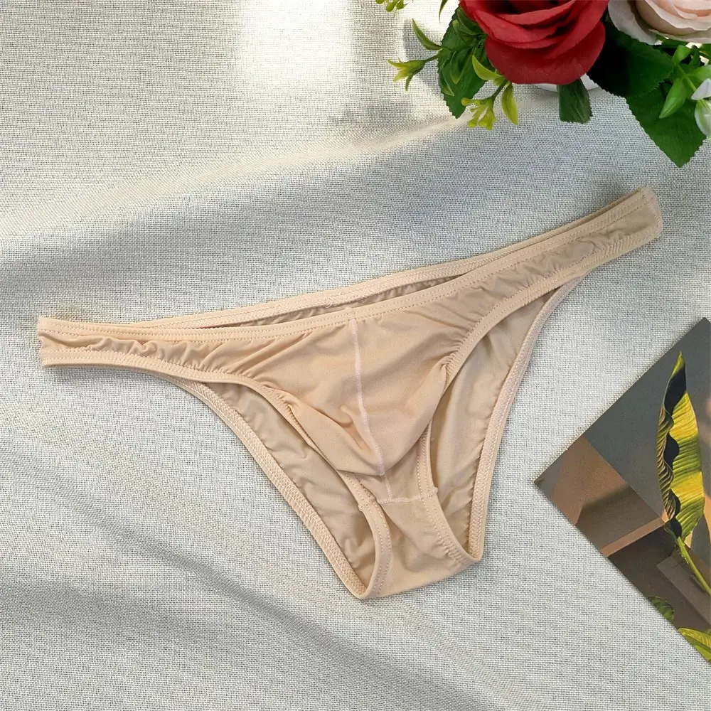 Herr Ultralåg midja Bugle Pouch Bikinitrosor Sexiga tighta Transparenta underkläder Man Is Silk Ultratunna kalsonger Plus Size