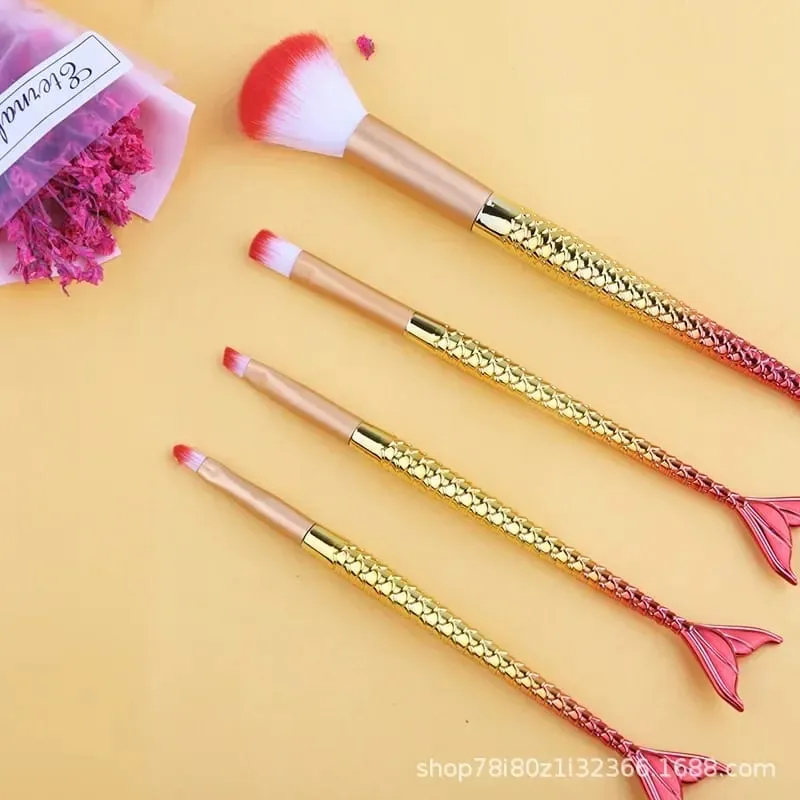 4pcs Professional Mermaid Makeup Brushes Set Eye Shadow Eyeliner High Quality Beauty Makeup Brush Tools Eyebrow Beauty Tools Kit — image 10