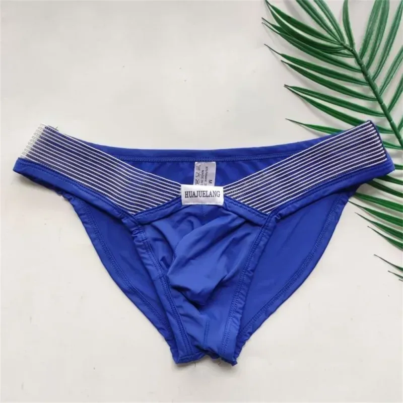 Hot Hollow Men's Sexy Iice Silk Underwear Men Comfy Breathable Low-Waist Panties Breathable Low-waist U Convex Briefs
