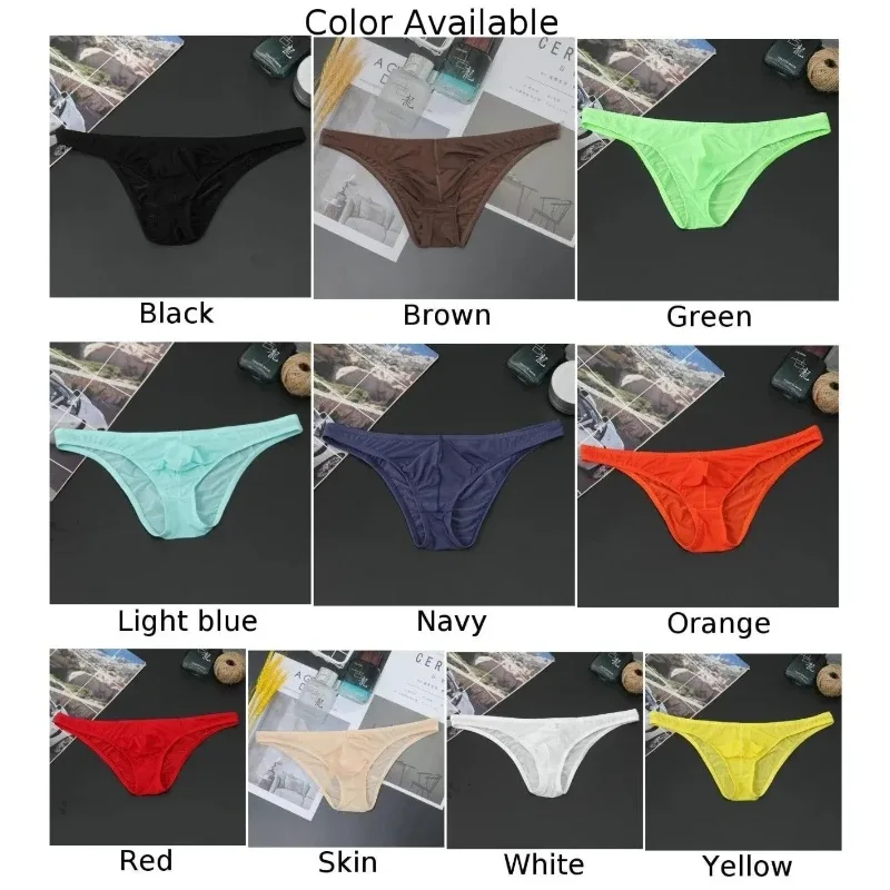 1PC Summer New Underwear Men's Ice Silk Briefs Ultra-thin Transparent Breathable Sexy Comfortable Low Waist Underpants for Men — image 6
