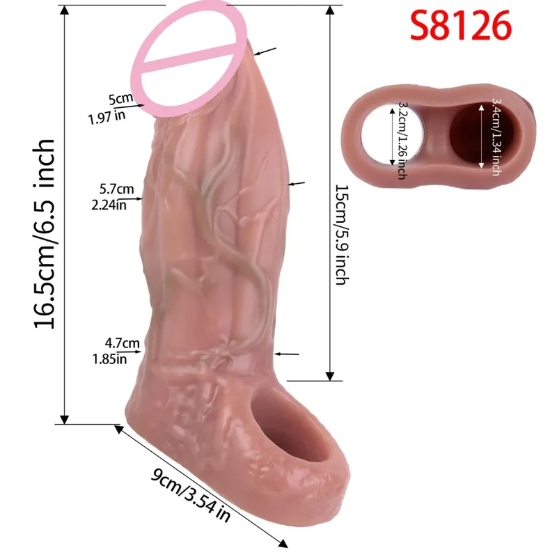 Close Head Realistische Penishülle Sexspielzeug für Männer Verzögerung der Ejakulation Dick Extender für Paare Sex Vergnügen Sexshop — image 15