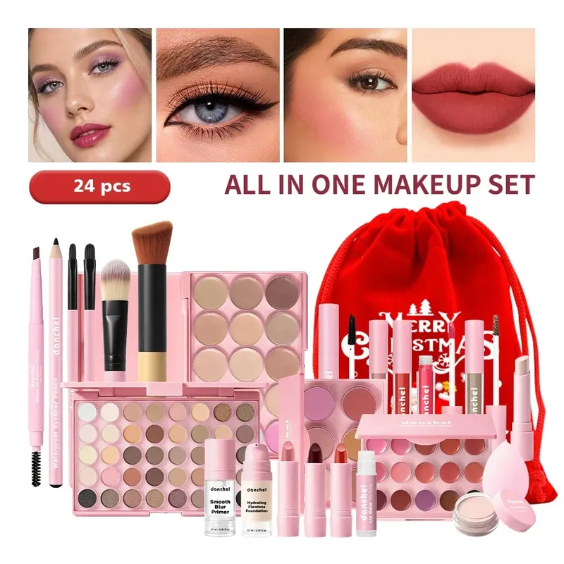 Christmas Gift All In One Full Face Makeup Kit With Concealer Contour Highlight Blush Eyeshadow Eyebrow Pencil Lip Makeup