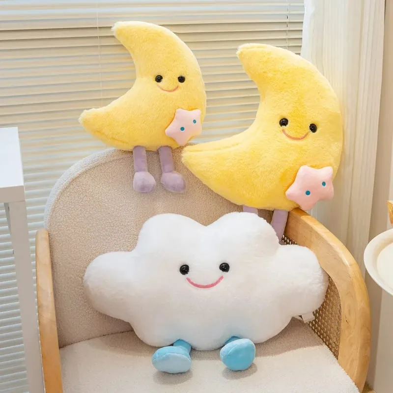 Lovely Smile Moon and Cloud Plush Pillow Comfortable Sofa Cushion Stuffed Soft Doll Home Car Decor Gift — image 7