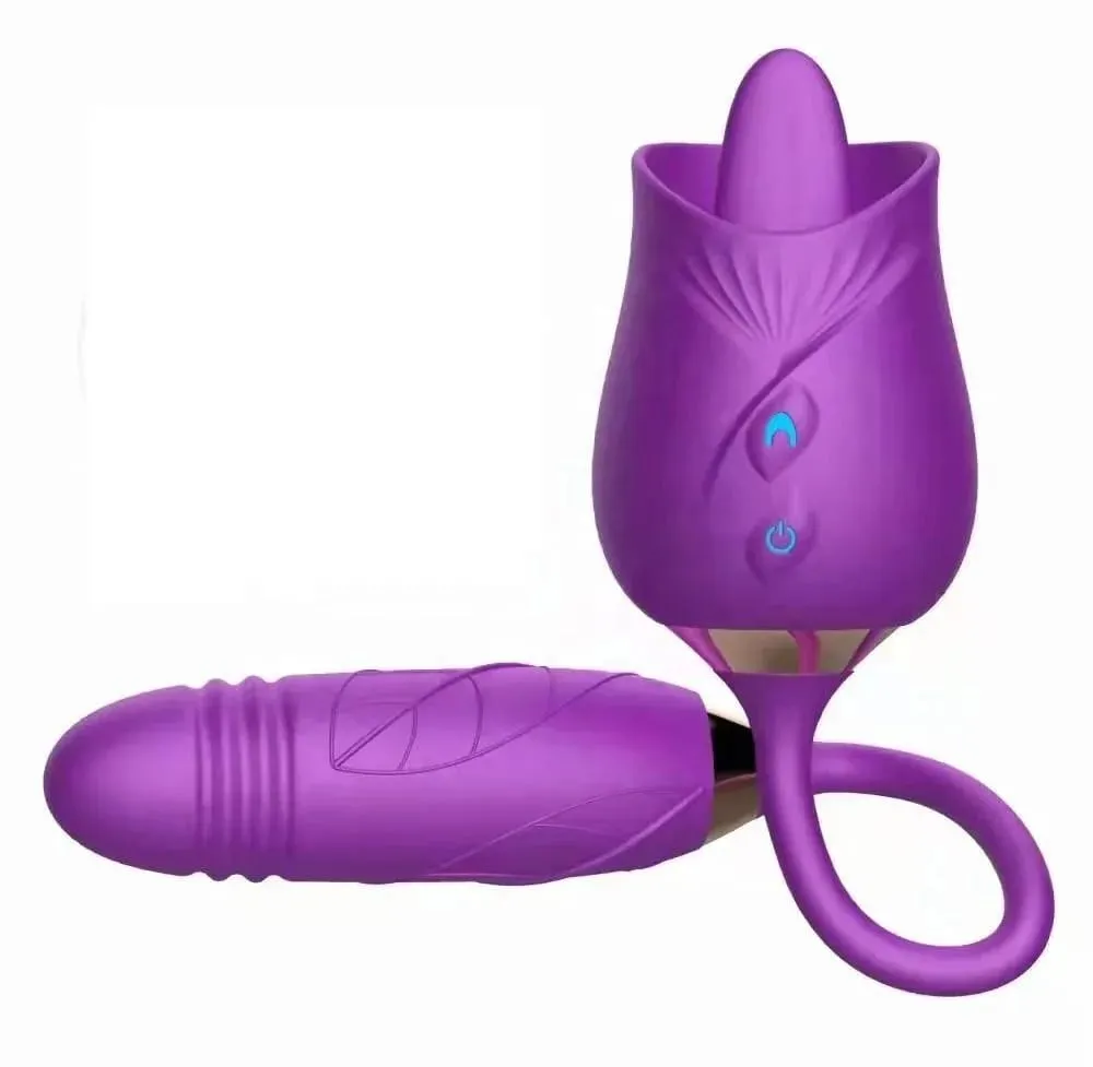 Rose-Licking Vibrator for Women Nipple Clitoral Stimulator Massager Thrusting Dildo 2 in 1 Sex Toy for Women Adult Sex Products — image 5
