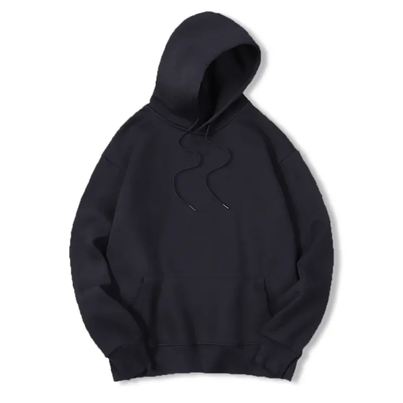 2025 Men's Solid Color Hooded Sweaters Men's Warm Wool Sweater Fashionable Street Clothing Loose Breathable Jersey Brand Hooded