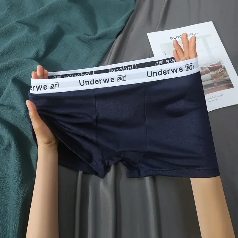 3PCS Men Middle Waist Printed Boxers Shorts Solid Color Simple Casual Briefs Underwear Breathable Comfortable Panties L-2XL