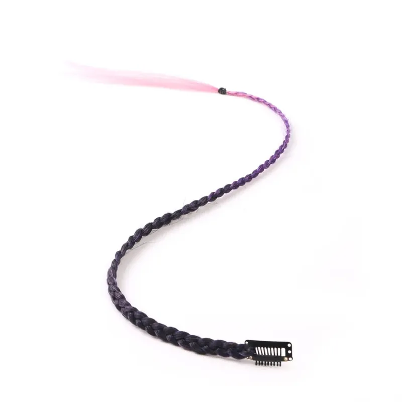 Synthetic 5 Pcs/Lot Clip-in Extensions For Women Rainbow 22 Inch Braid Hair Extension With Clip Ombre Hairpiece