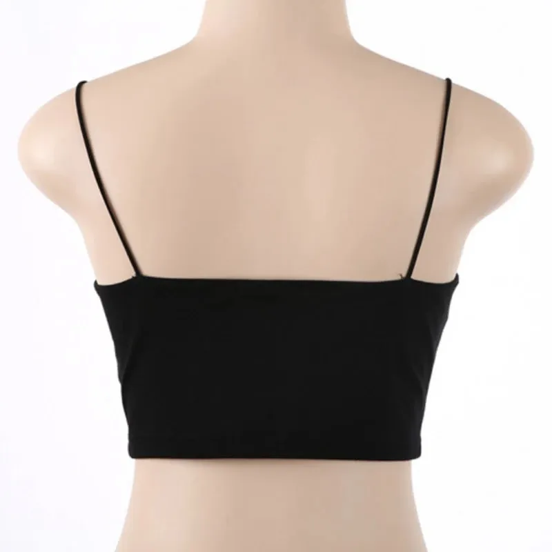 Sexy Crop Top Women Summer Camis Straps Sleeveless Tanks Tops Solid Fitness Bustier Fashion Black Camisole Unpadded Bandeau Vest — image 5