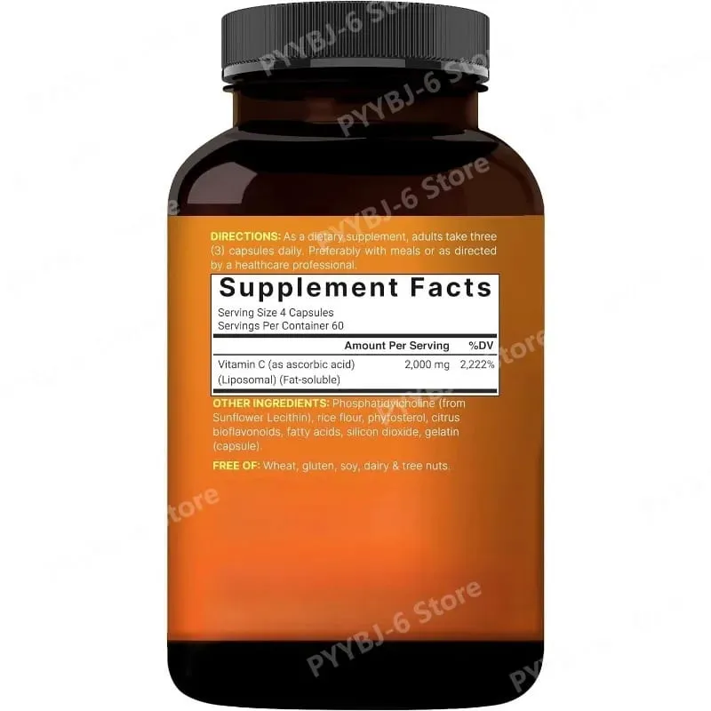 Liposomal Vitamin C 2 000 มก. รองรับสุขภาพของสารต้านอนุมูลอิสระและระบบภูมิคุ้มกัน การดูดซึมสูง ปลอดจีเอ็มโอ ปราศจากกลูเตน– 240 แคปซูล — image 7