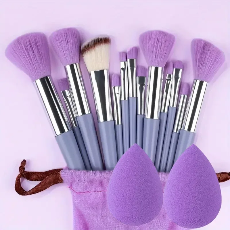 13Pcs Soft Fluffy Makeup Brushes Set for Cosmetics Foundation Blush Powder Eyeshadow Kabuki Blending with Makeup Sponge Egg