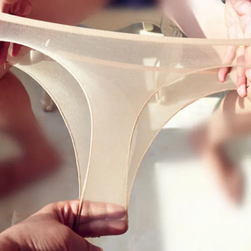 Unisex Full Transparent Panties Women Sexy Seamless Briefs Thin Low-waist Briefs Men Breathable Panties Plus Size 2022 Underwear