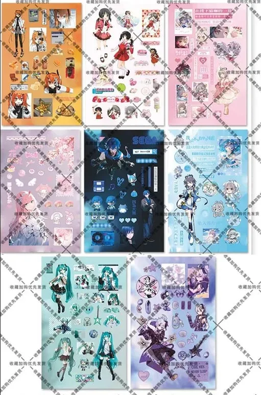 Hatsune Miku -Project DIVA- Matrica Hatsune Miku Kagamine Rin/Len Anime Perifériás folyóirat anyaga matrica 8 lapos új ajándékok — image 8