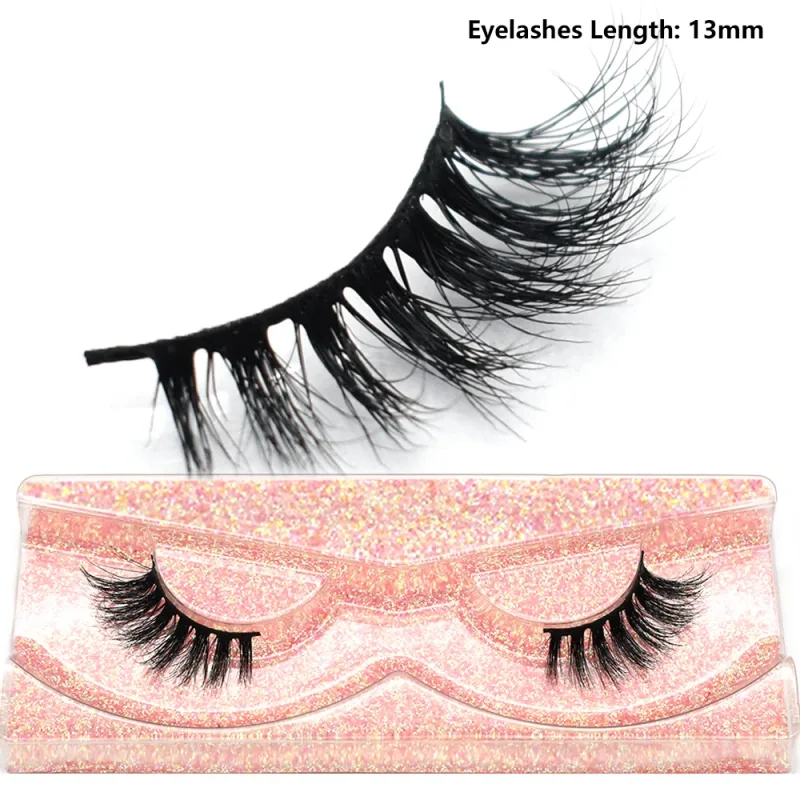 Demi-cils naturels 3D en vison, courts, duveteux, vaporeux, bande croisée, doux, Extension, maquillage — image 43
