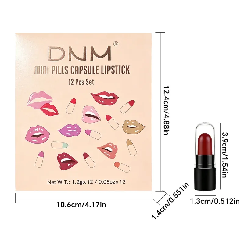 DNM Mini Capsule Lipstick 12 Color Set Matte Waterproof Durable And Not Easy To Stick To Cups Color Rendering Lipstick — image 6