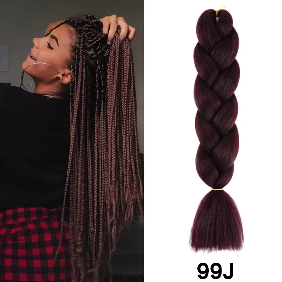 24 Inch Synthetic Jumbo Braid Pure And Ombre Braiding Hair Extensions For Women DIY Jumbo Hair Braids Black Green Gray Brown — image 16