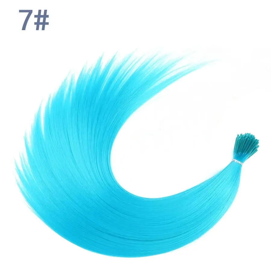 50 Helai/Pek Sintetik Berwarna I-Tip Stick Sambungan Rambut Rambut Lurus 16 Inci Untuk Wanita Alat Rambut Gentian Suhu Tinggi — image 15