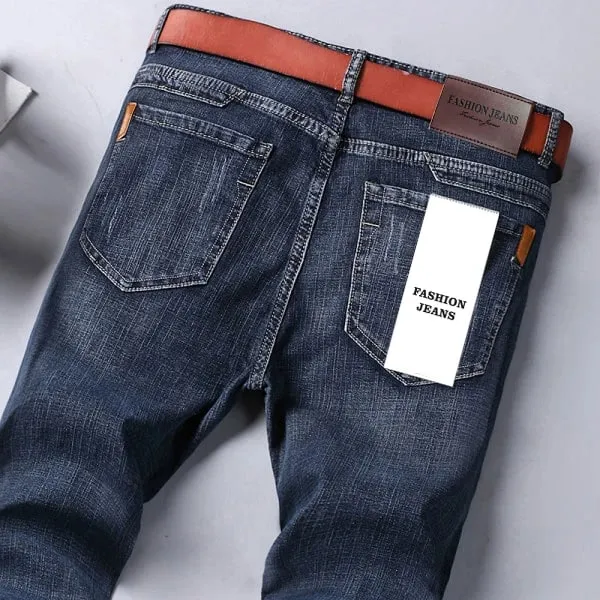 2026 Straight Regular Blue Slim Fit Stretch Denim Trousers Spring Autumn Men Classic Jeans Business Fashion Men's Smart Jeans