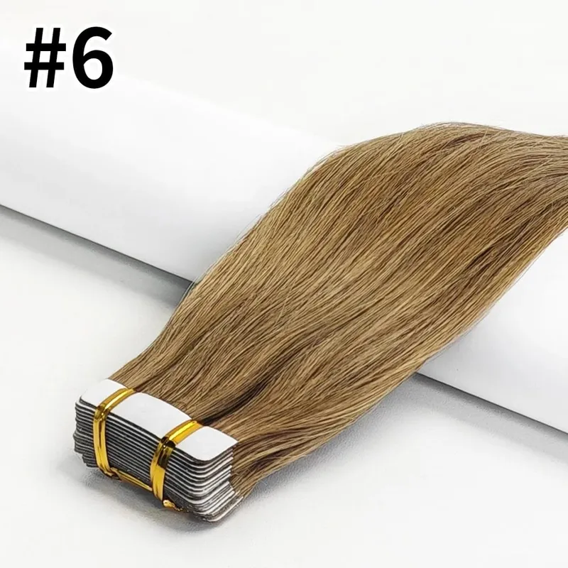 Colored Bone Straight Tape In Hair Extensions 100% Human Hair Invisible Seamless Skin Weft Tape In Human Hair Extensions 26 Inch — image 12