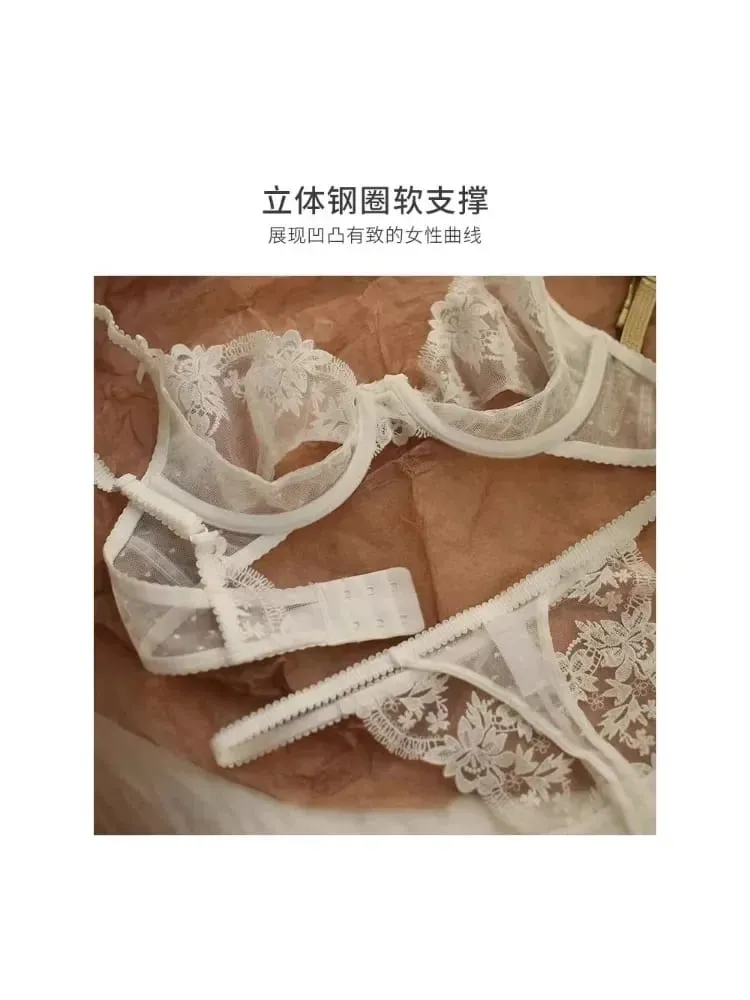 Riviera Sheer Bralette - Breathable Half Cup Underwire Bra Summer-Ready Lace Lingerie Set No Sponge Heatwave-Friendly — image 5