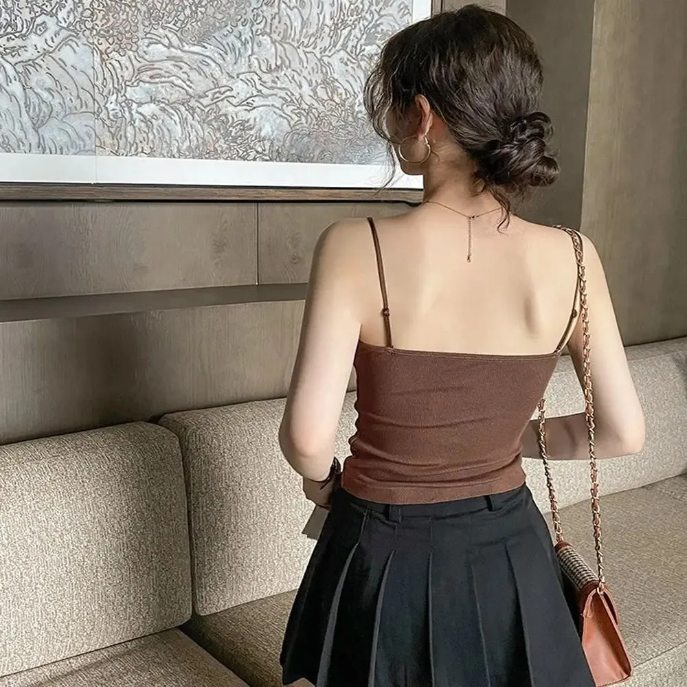 Comfort Breathable Lace Camisole Strap Bra Solid Color Crop Top Sexy Style Wire-Free Summer Top — image 3