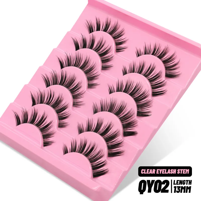 Cat eye Lashes 5/6 pairs Clear Band Lashes Natural Look 6D Wispy Eyelashes False Lashes Eyelashs Extension