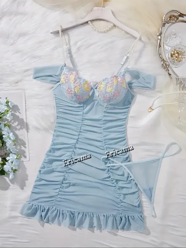 Sexy Lingerie Set Fancy Lingeries Sexy Hot Halter Bra See Through Outfit Ensemble Attractive Chest Suspenders Underwear — image 2