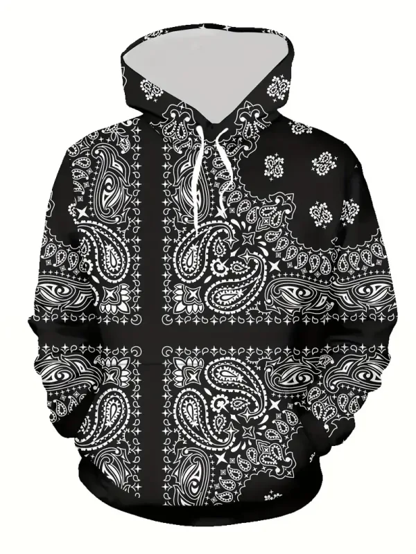 Creative Cashew Pattern Printed Hoodie Cool Men's Hoodie Men's Casual Flat Design Hoodie Paired With Kangaroo Pocket Streetwear — image 13