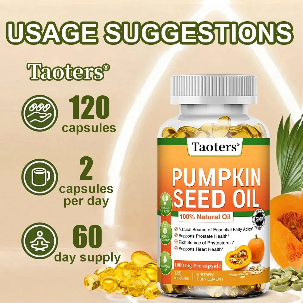Pumpkin Seed Oil Capsules - Supports Prostate Urinary Tract Bladder Health and Promotes Hair Growth - 120 Capsules — image 6