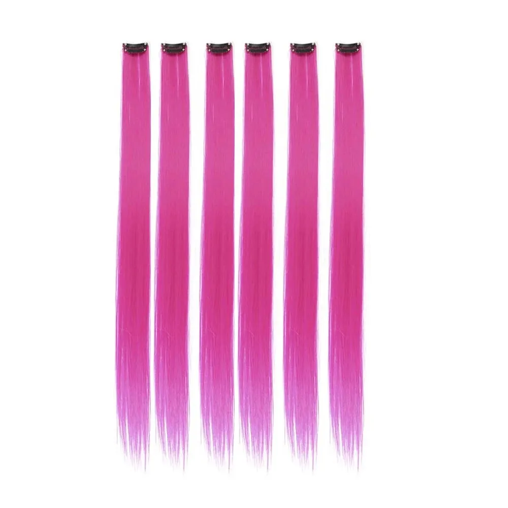 22Inches 6Pce/Set Y2K Style Multicolor Synthetic Straight Hair Gorgeous Pink Highlights Clip In Extensions For Party Cosplay — image 13