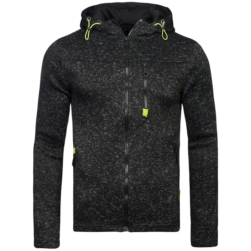 Men's Hoodie with Side Zipper Pockets Thin Wool Solid Color Tracksuit Casual Everyday Outdoor Hooded Tracksuit Long Sleeves — image 6