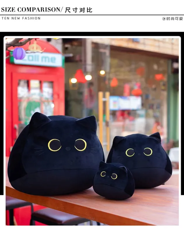 18cm/40cm/55cm Black Cat Shaped Soft Plush Pillows Doll Lovely Cartoon Animal Stuffed Toys Girls Birthday Gifts Ornaments — image 8