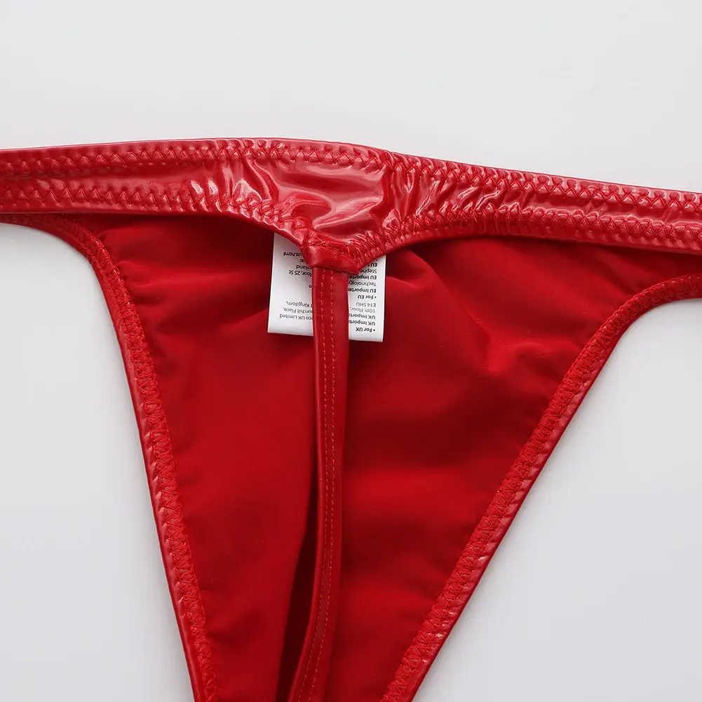 1pc Men Glossy Faux Leather G-string U-convex Pouch Briefs Thin-Strap Low Waist Underwear Sexy Gay Sissy Lingerie — image 8