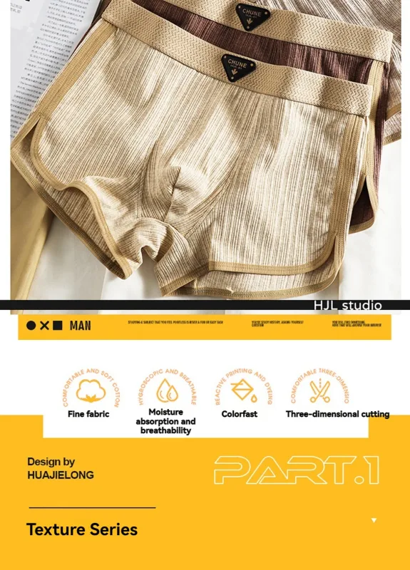 3PCS/Pek 100% Kapas Seluar Dalam Lelaki Berjalur Pepejal Untuk 40-100kg Seluar Dalam Selangkangan Mesh Bernafas Petinju Pinggang Bergetah Tinggi — image 3
