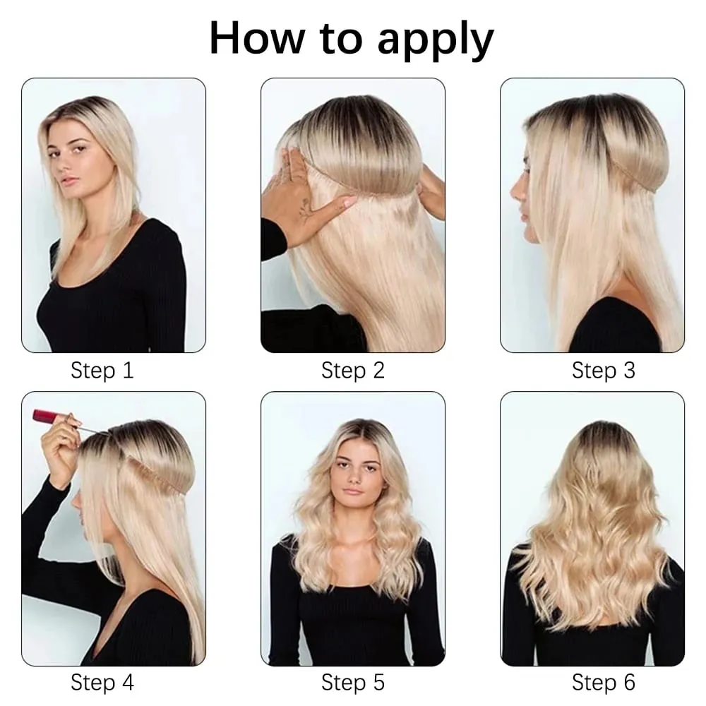 Synthetic No Clip Hair Extensions Natural 16 22 32" Long Wavy Invisible Wire One Piece False Hairpiece For Women