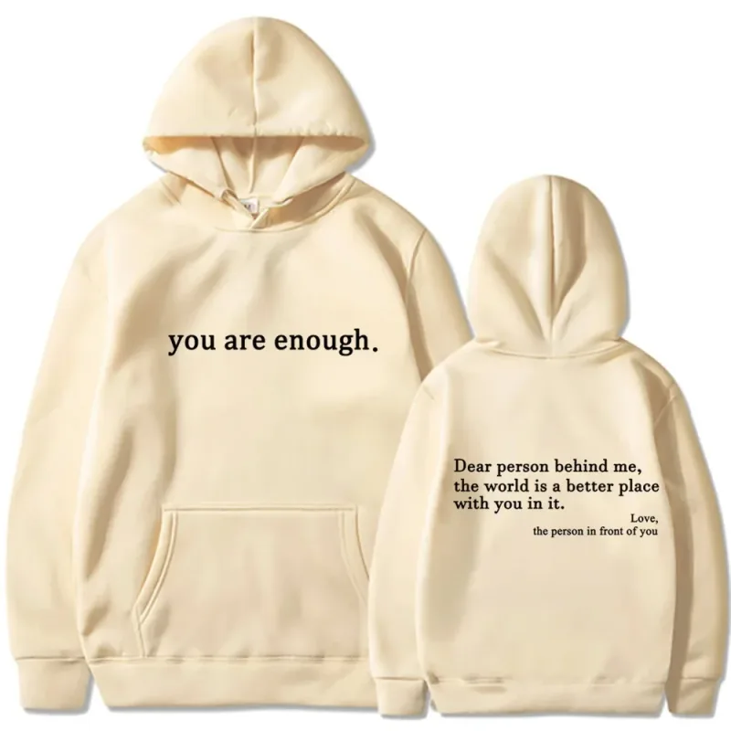 Dear Person Behind Me Mens Hoodie With Kangaroo Pocket Pullover Vintage Women Hoodie with Words on Back Unisex Trendy Hoodies — image 5